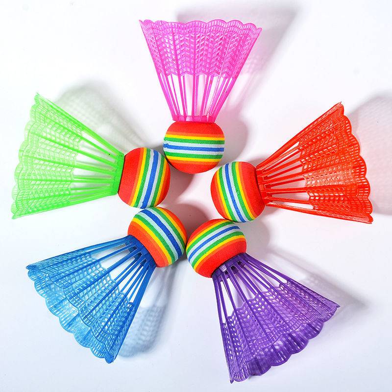Big head color foam children's plastic badminton badminton environmental protection material Rainbow ball badminton badminton children's interior
