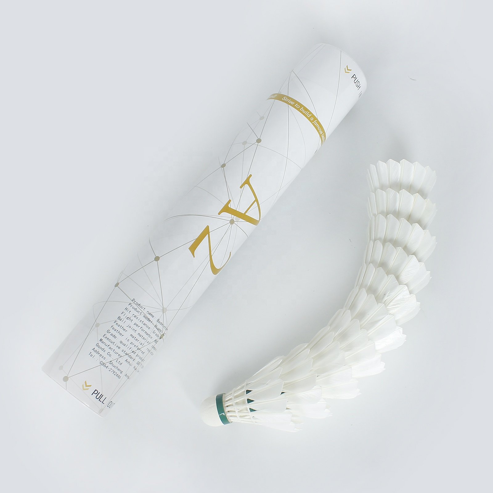 White Badminton Shuttlecocks With Best Duck Feather Composite Cork Head for Sport Use