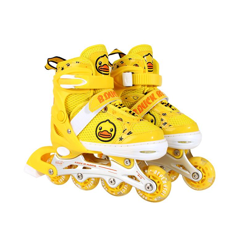 B.Duck duckling children's skate shoes Wheel skate girl boy beginners and boy beginners dry ice shoes full set