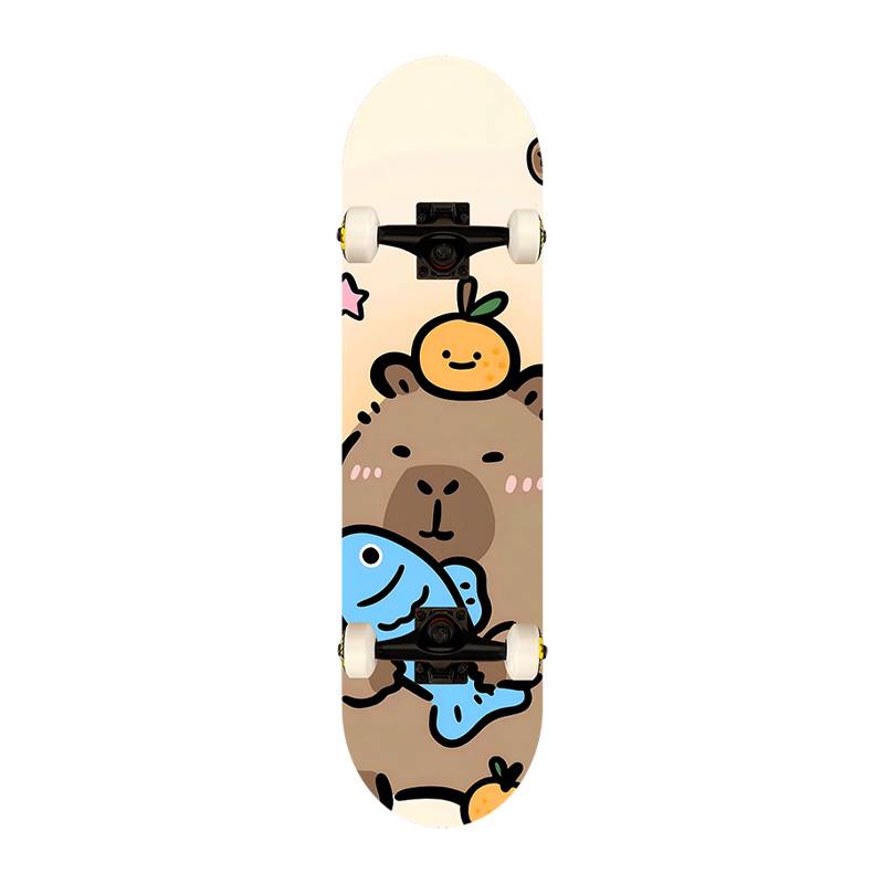 Skateboarding professional board girls and girls beginners, adult adolescent double -wari four -wheeled card Pika skateboarding