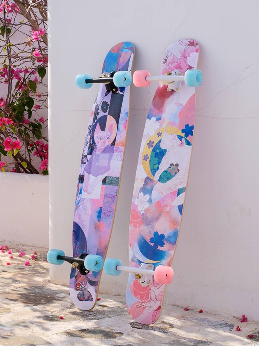 Locus long board professional board dream monthly series skateboard male girls and girls all -around dance board flat flowers beginners adult steps
