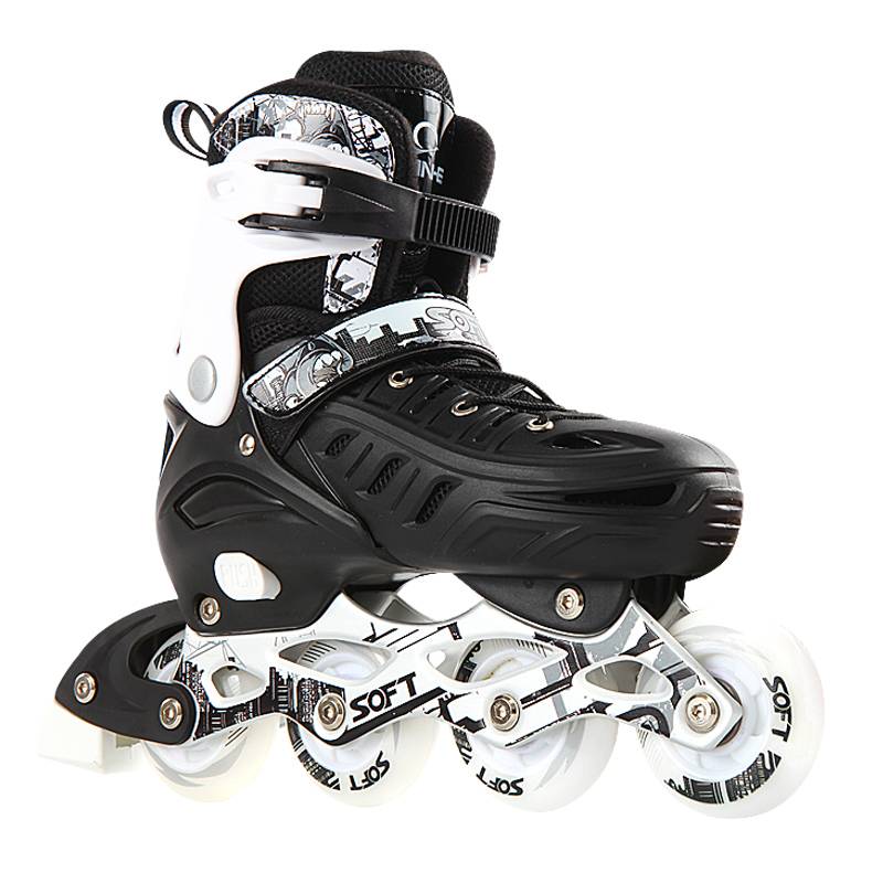 Soft skate adult dry ice shoe skating shoes Children full set of straight row wheel skate adult beginners and men and women
