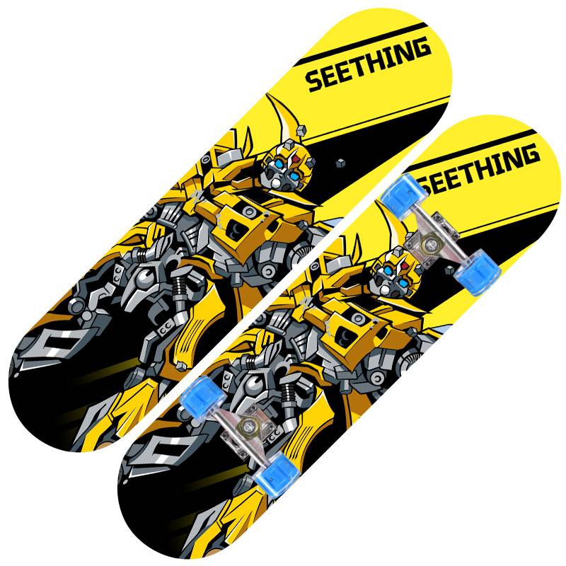 31 -inch children's beginner four -wheel double -headed skateboard youth men and women professional edition road brush street PU big flash wheel