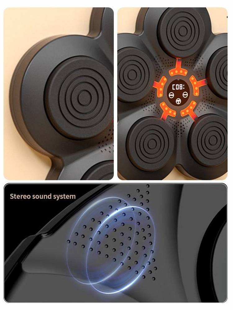 Decannon's smart music boxer with an electronic boxer child boxing a wall target