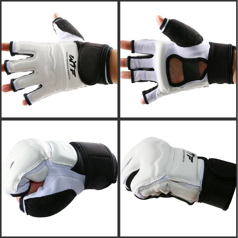 Sports taekwondo hand -to -hand gloves, gloves, foot cover combined sets of children's adult foot guards half -finger gloves competition