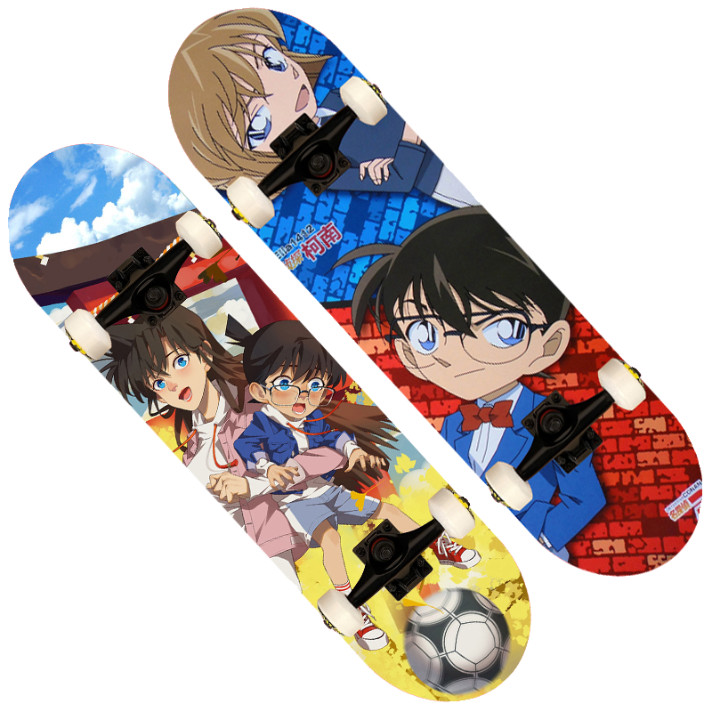 Show boys and girls, four-wheel skating carts, juniors, professional skateboards for 6-12-year-olds, Conan Picachu