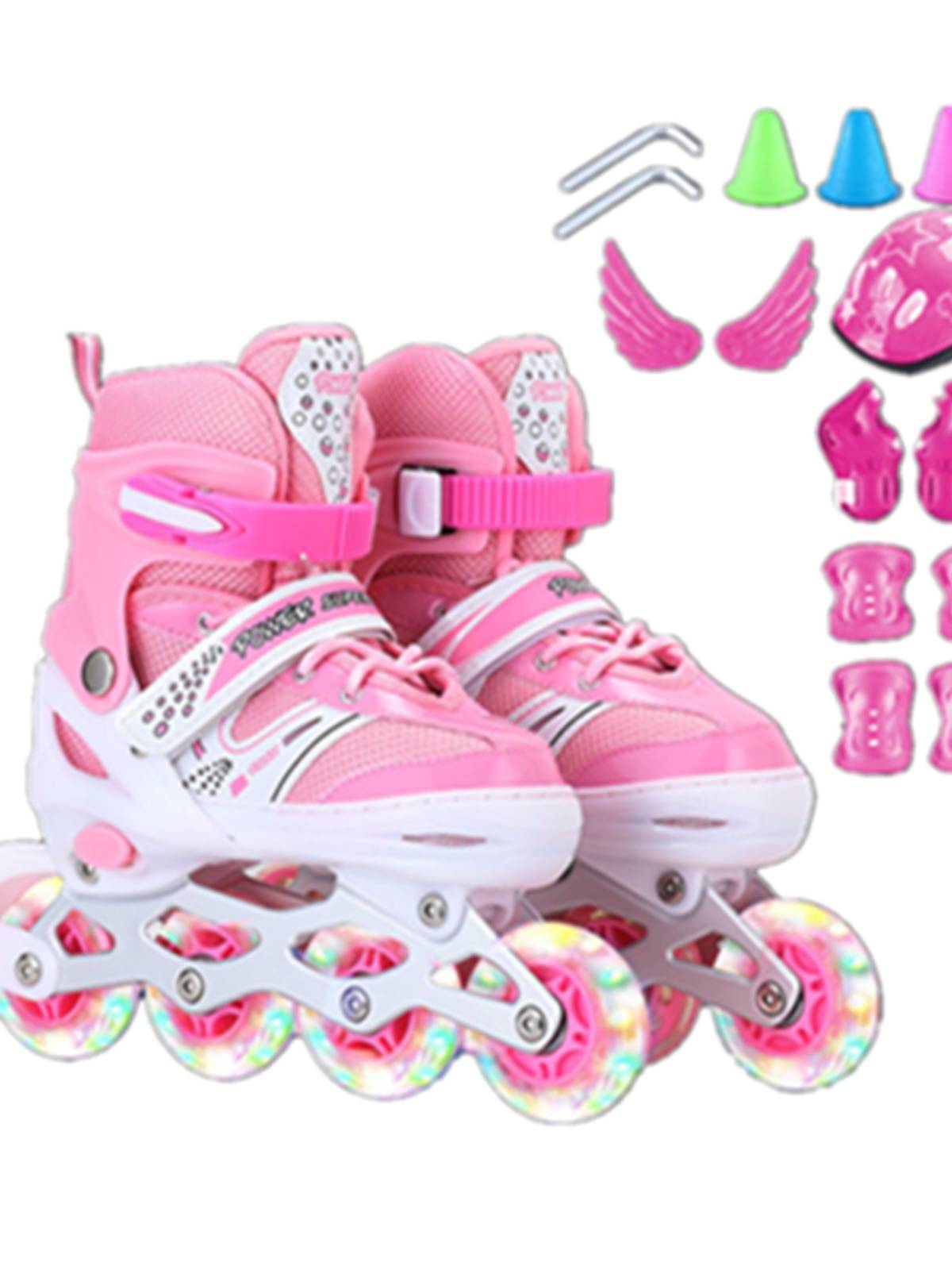 Belo shoes Children with full set of male and female children's skating wheel skate junior scholar roller ice shoes flash can be adjusted large and medium -sized children