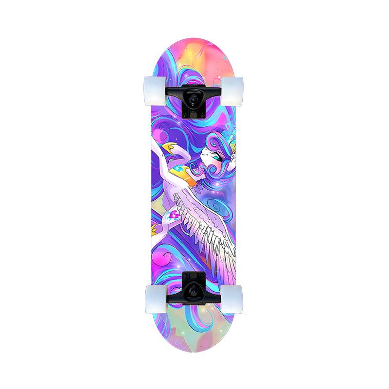Four-wheel skateboard beginner children aged 3-5-12 years old girl double-tier pony cute skateboard