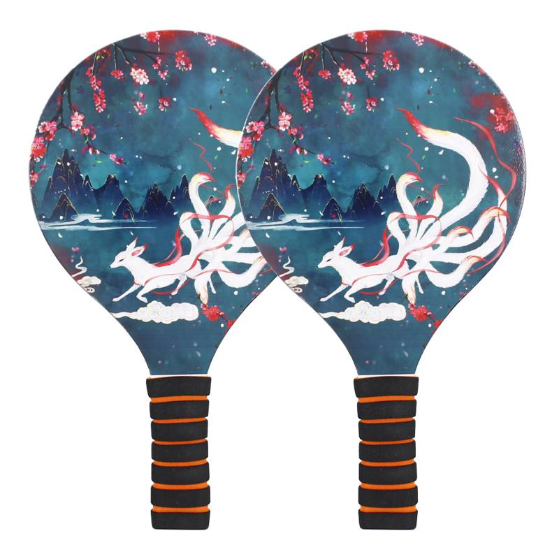 Board Badminton racket genuine high -value new hot transfer parent -child set solid wood three hair racket nine -tailed foxes