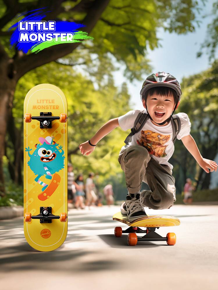 Skateboarding children's beginners Shuangqiao Four wheels 8-15 -year -old land flushing board land floodboard skateboard 6-12 years old