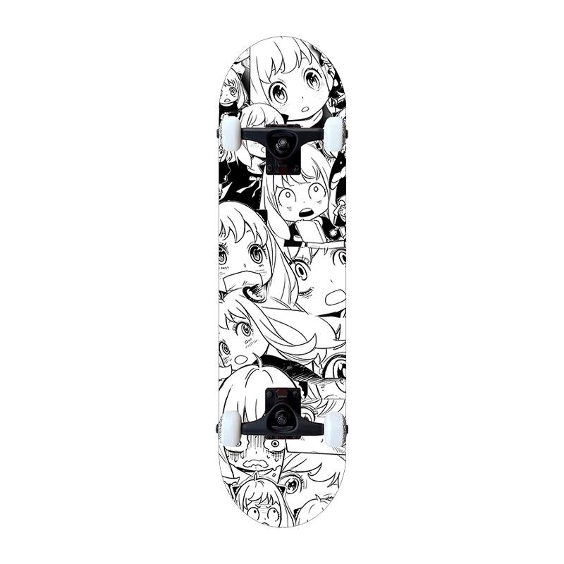 Four-wheel skateboarding children, adult girls, girls, beginners 6-12 years old anime double-headed professional skateboarding