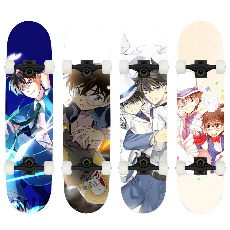 Professional skateboard beginner, male, girls, children, adolescents, four -wheeled double -legged detective Conan Gray Slide car