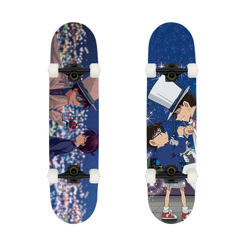 Professional skateboard beginner, male, girls, children, adolescents, four -wheeled double -legged detective Conan Gray Slide car