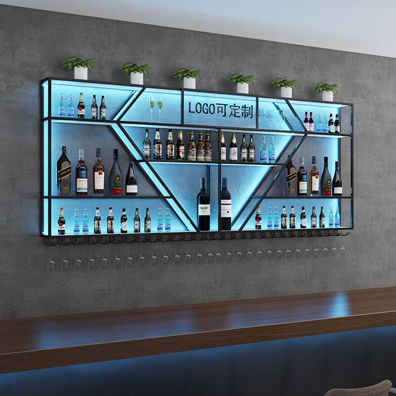 Modern wine rack wine cabinet and tavern library hall hanging wall display rack chess and card room wall -mounted shelf restaurant storage rack