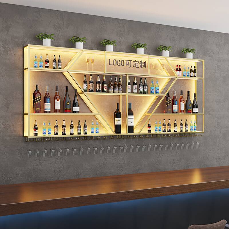 Modern wine rack wine cabinet and tavern library hall hanging wall display rack chess and card room wall -mounted shelf restaurant storage rack