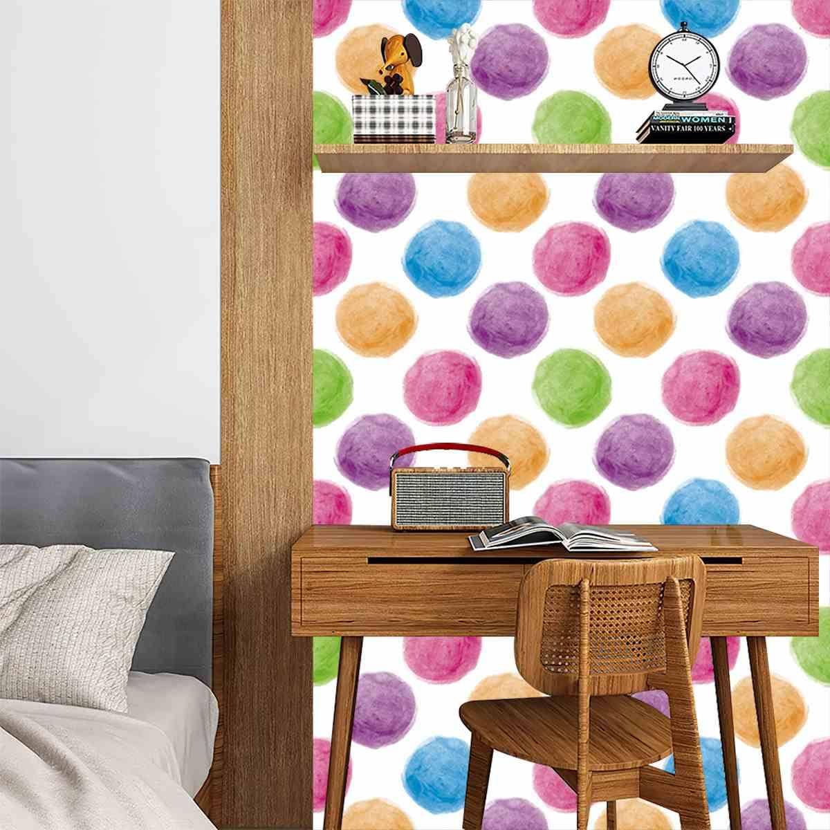 PVC wallpaper self -adhesive mural decorative stickers Rainbow ball geometric maple leaf home renovation wall sticker manufacturer
