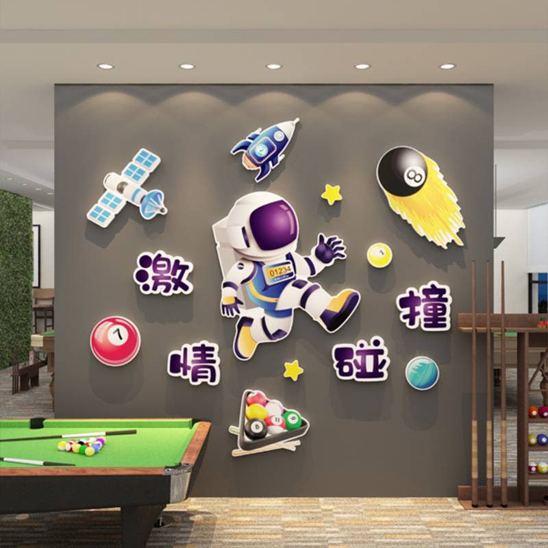 Billiards Hall Decoration Boarding Room Background Image Wall Wall Facial Facial Piece Stick Creative Club Barbuk Bar