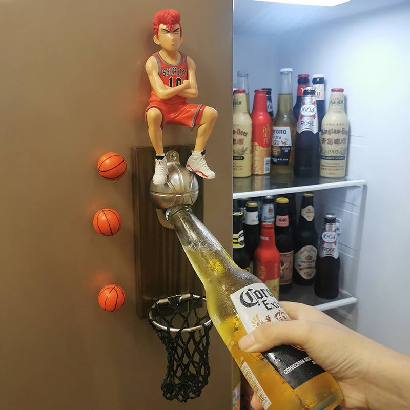 Net red basketball wall -mounted beer upper soft magnet refrigerator paste bottle slam dunk masters basket cap