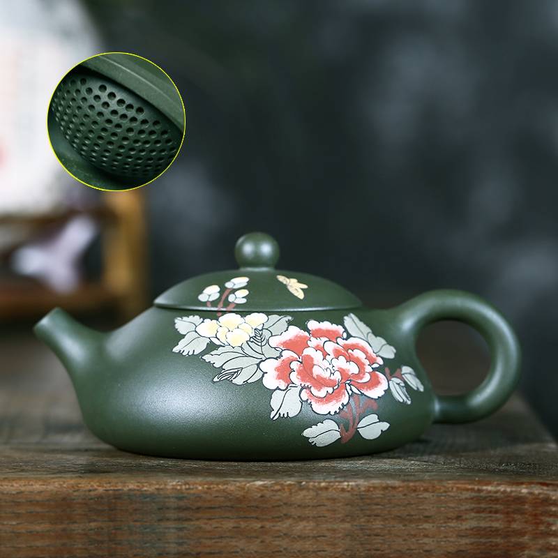Yixing Original Mine Mine Green Mud Full Handmade Purple Sandon Porridge Inner Wall Chapters Teapot Republic of China Green Mud East Slipstone Scoop