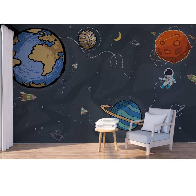 Space Universe spacecraft Children's Room Star Air Star Ball Wallpaper Boy Bedroom Wallpaper Wall Cloth 3D Stereo Cartoon Machine