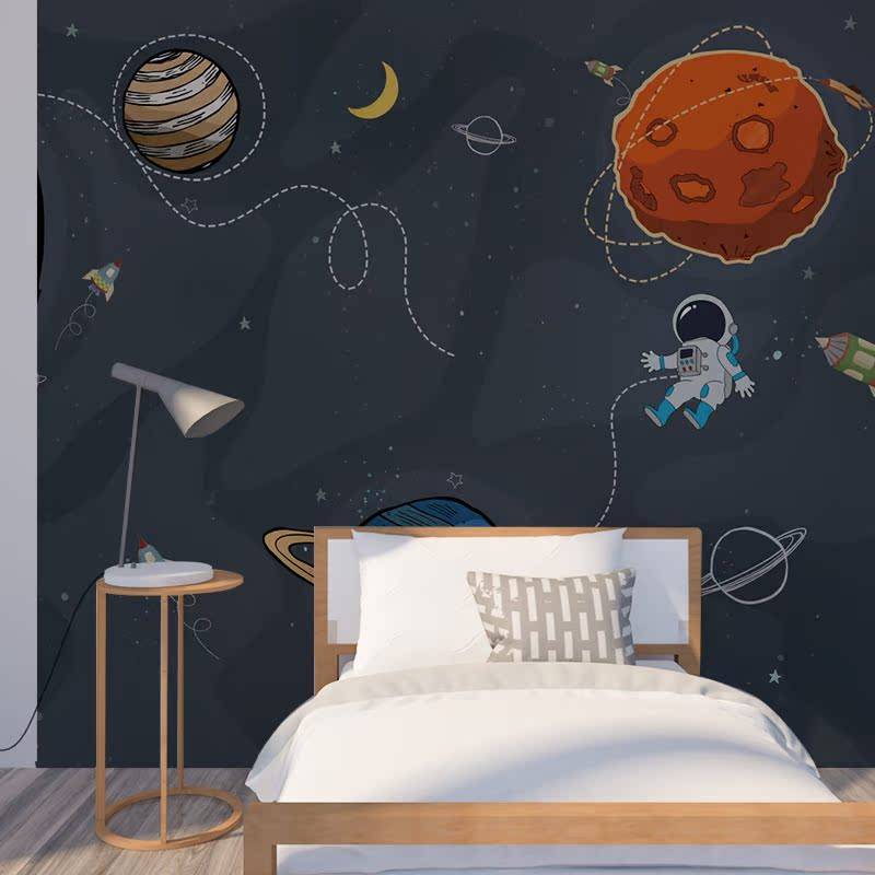 Space Universe spacecraft Children's Room Star Air Star Ball Wallpaper Boy Bedroom Wallpaper Wall Cloth 3D Stereo Cartoon Machine