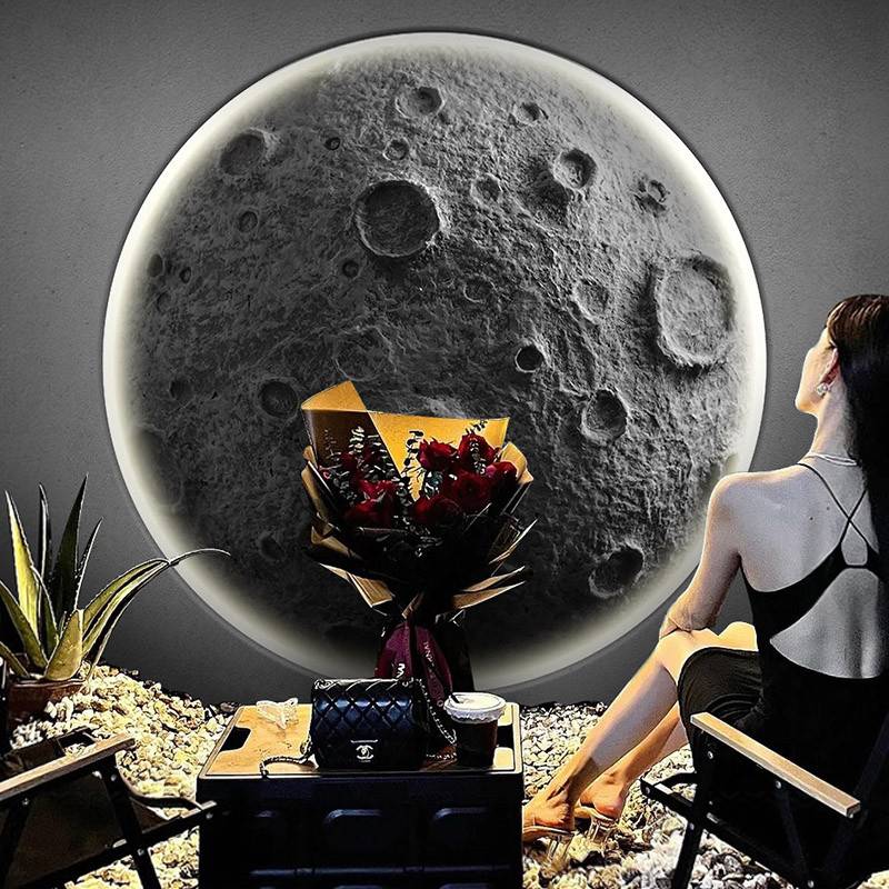 6D Industrial Wind Moon Carving Background Wall Coffee Coffee Restaurant Wallpaper Milk Tea Shop Wall Together 2023 New Net Red Restaurant
