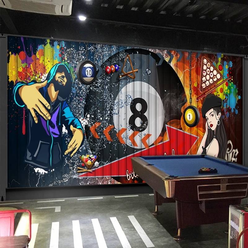 3D three -dimensional billiard room personalized background wallpaper Snooker hitting the club club wallpaper billiard hall wall cloth