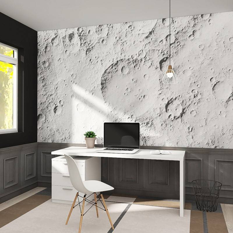 Moon 3D Boomed Cement Wallpaper Bar Milk Tea Shop Pickup Wall Network Red Live Room background Wallpaper