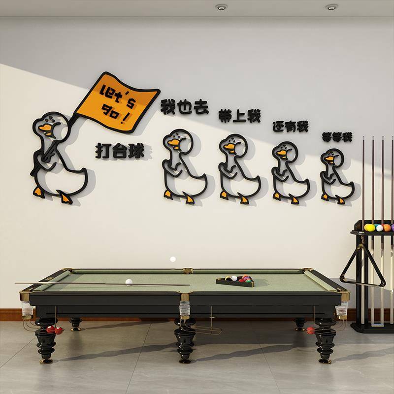 Billiards Hall Room Red Wall Decoration Wall Background Table Club Cultural Poster Creative Sticker Collection Daquan