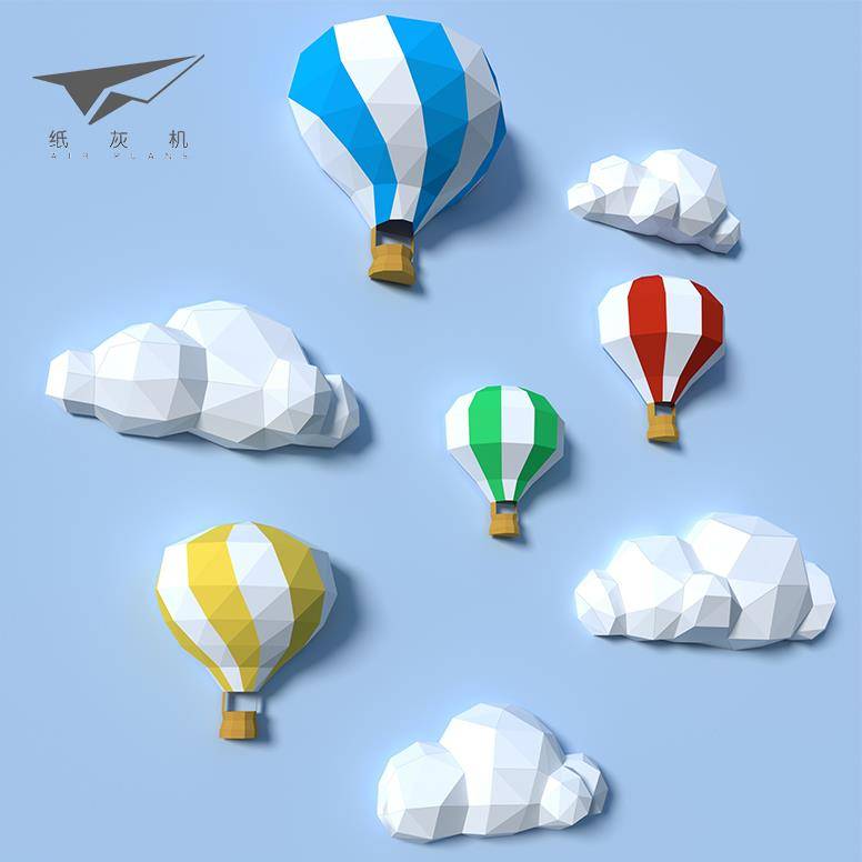 INS hot air balloon wall decoration macaron kindergarten wall layout of children's room wall pendant DIY paper mold