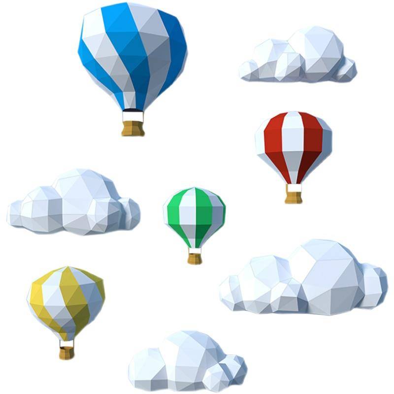 INS hot air balloon wall decoration macaron kindergarten wall layout of children's room wall pendant DIY paper mold