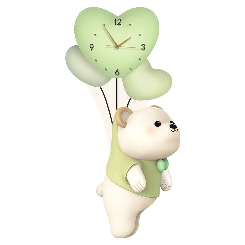 Cartoon balloon bears decorative painting living room wall quiet clock hanging clock clock corridor aisle creative clock mural
