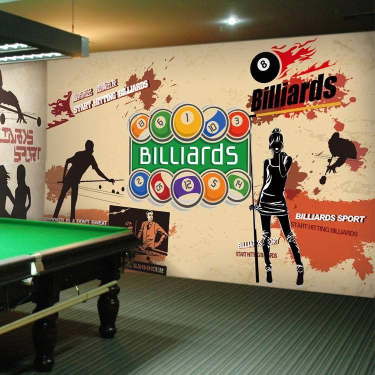 Swiping Times Billiard Hall Wallpaper Wall Poor Pilling Ball Store Wallpaper Wallpaper Large non -woven Snooker Self -sticking murals