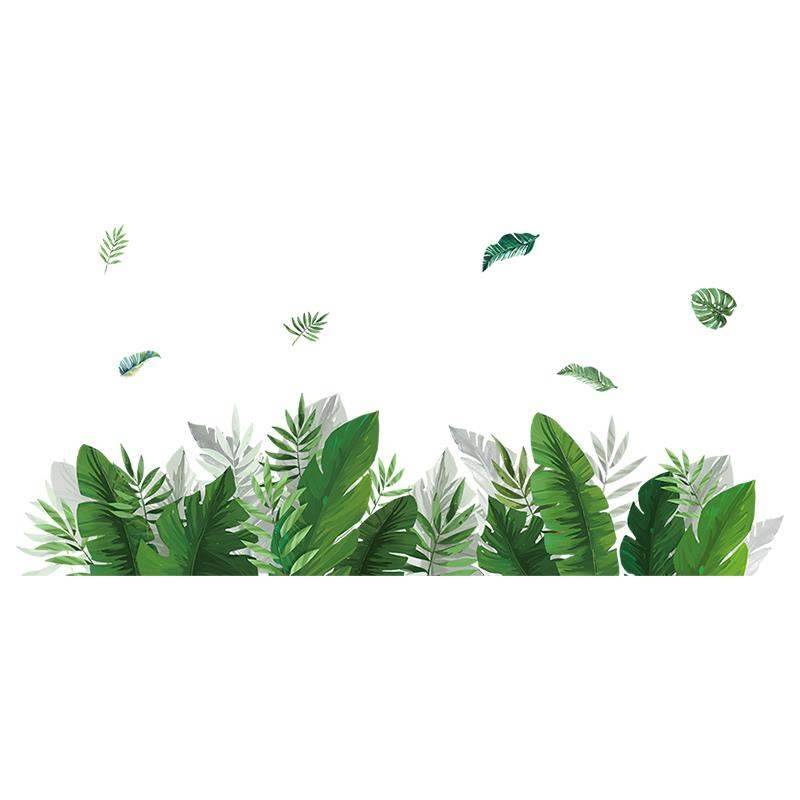 Green leaf kick stick sticker 3D three -dimensional wall sticker small fresh plant living room background wall decoration wallpaper self -stick