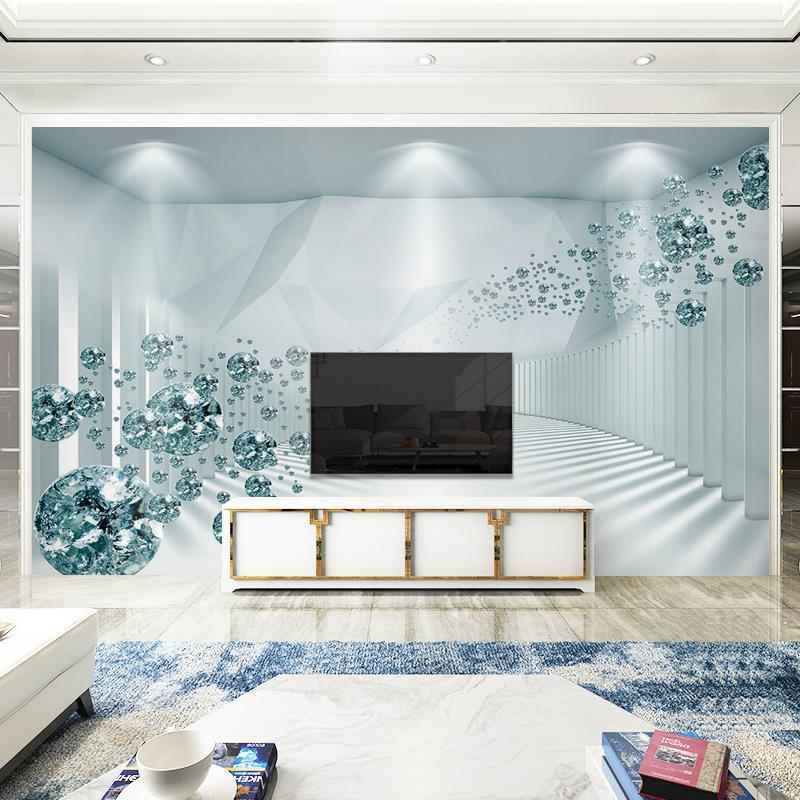 18D modern simple crystal ball extended space wallpaper TV background wall wallpaper wall cloth living room sofa wall cloth