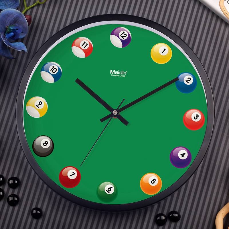 Creative hanging clock Billiards Turn on Copynium Club Large Clock Laboratory Bedroom Wall Hanging Clock Modern S quiet Watch