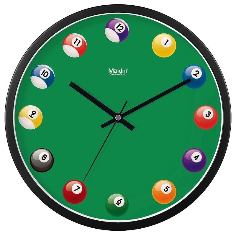 Creative hanging clock Billiards Turn on Copynium Club Large Clock Laboratory Bedroom Wall Hanging Clock Modern S quiet Watch