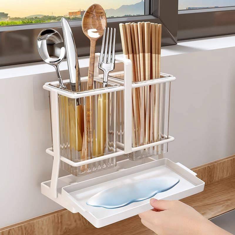 Chopsticks storage box Kitchen family drain chopsticks cage basket wall -mounted chopstick -free chopstick chopsticks spoon shelf