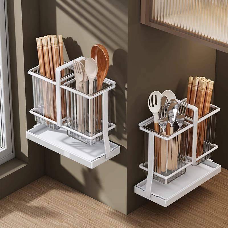 Chopsticks storage box Kitchen family drain chopsticks cage basket wall -mounted chopstick -free chopstick chopsticks spoon shelf