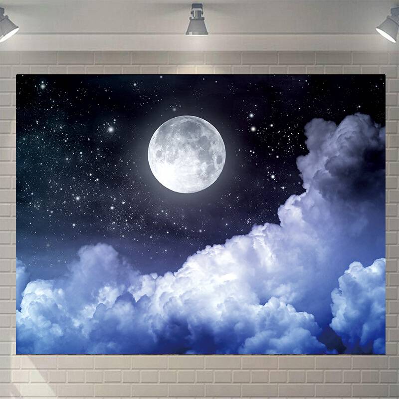 Factory marketing H4KE Moon Star Empty Background Cloth Faber File bedroom Beets Decoration No Wall Cloth Dormitory Wall File