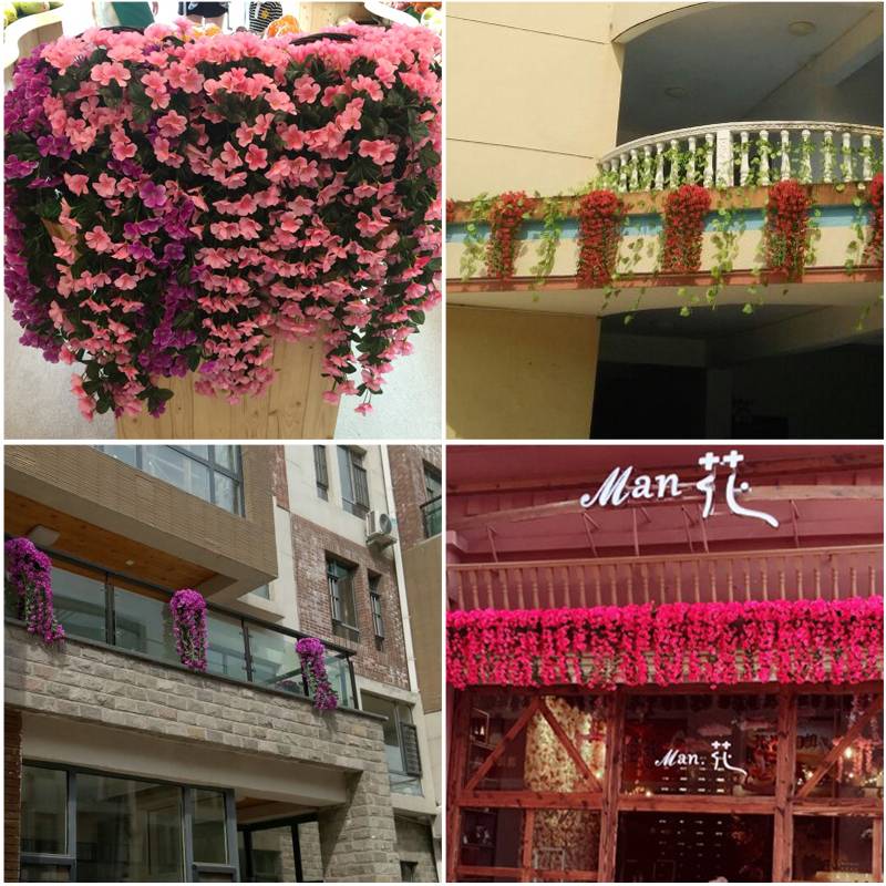 Simulation Purple Wall hanging hanging orchid big embroidery ball fake flowers plastic flower silk flower vine and vine balcony wedding decoration