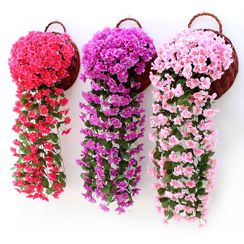 Simulation Purple Wall hanging hanging orchid big embroidery ball fake flowers plastic flower silk flower vine and vine balcony wedding decoration