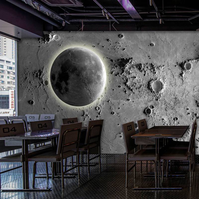 3D cement embossed meteorite pit wallpaper industrial style moon surface wall wall bar clear bar decoration murals