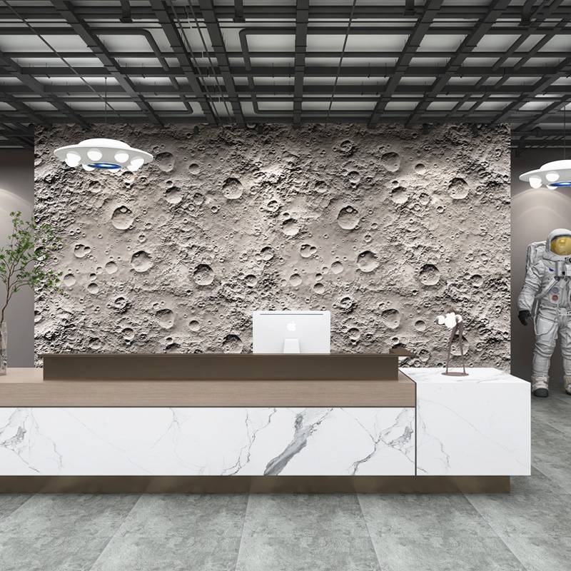 3D cement embossed meteorite pit wallpaper industrial style moon surface wall wall bar clear bar decoration murals