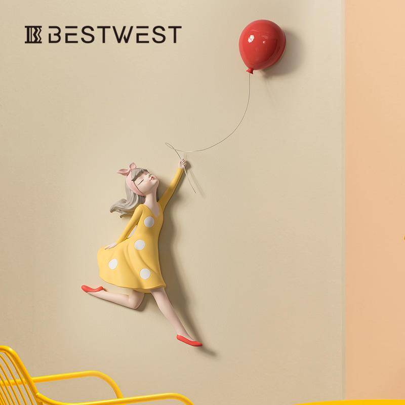 Balloon girl wall -mounted girl heart sofa home living room TV cabinet creative decoration light luxury