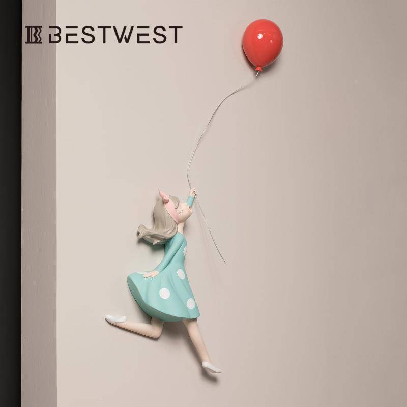 Balloon girl wall -mounted girl heart sofa home living room TV cabinet creative decoration light luxury