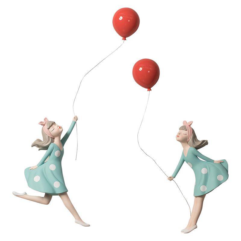 Balloon girl wall -mounted girl heart sofa home living room TV cabinet creative decoration light luxury