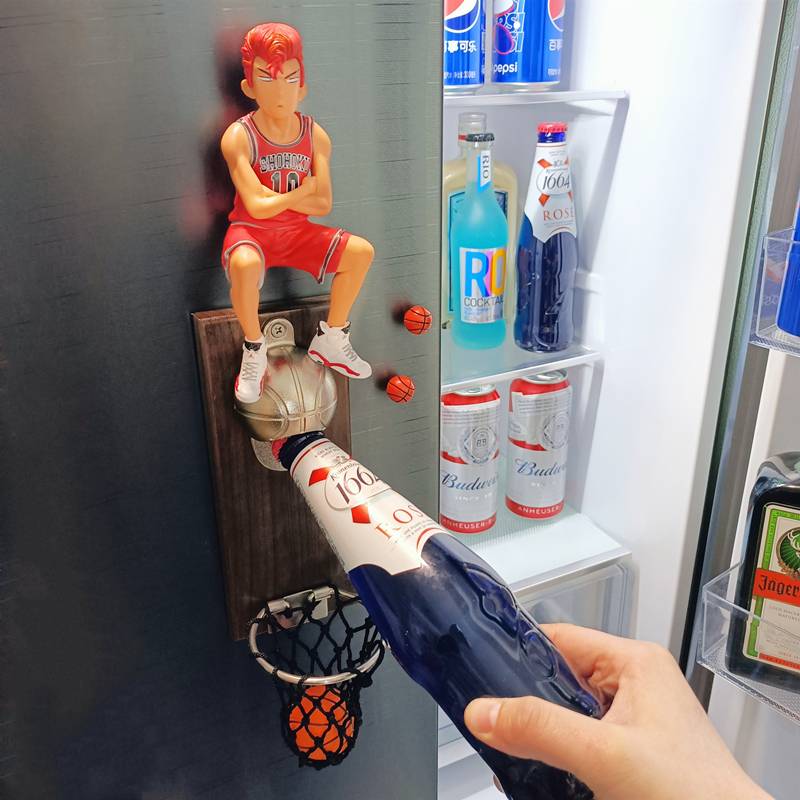 Net red basketball wall -mounted beer upper soft magnet refrigerator paste bottle slam dunk masters basket cap