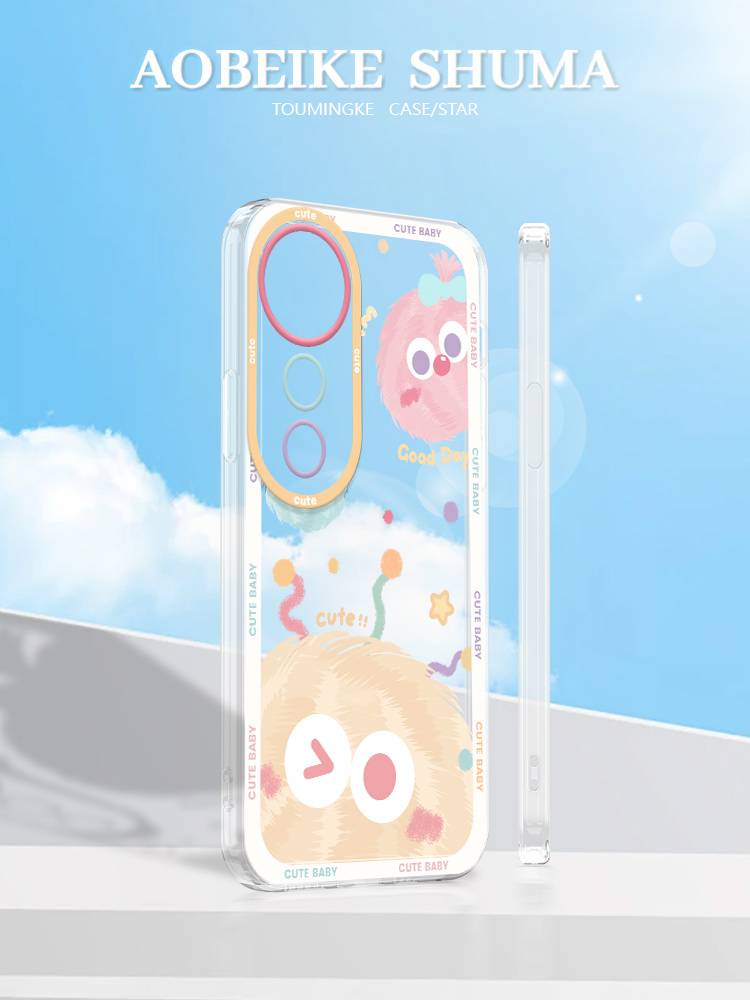 Suitable for vivos19 mobile phone case cute big eyebrow ball S19/18pro cartoon transparent silicone vivos17e cooling summer S15/16 anti -drop men and women S10 new T2X net red couples