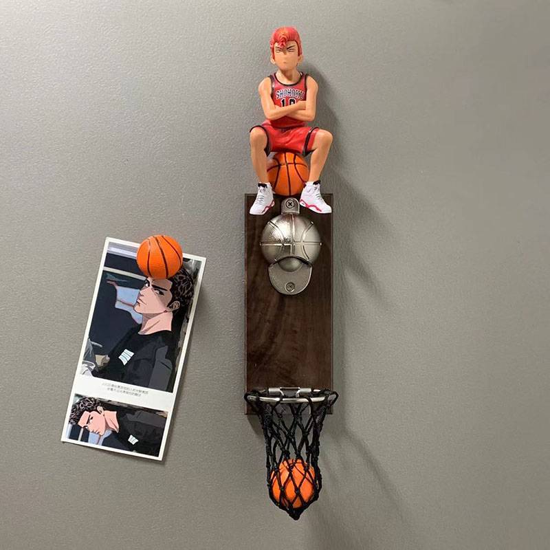 Net Red Slam Dunk Surrounding Basketball Wall -Mount Beer Glip Soft magnet refrigerator Paste the bottle opening bottle bottle